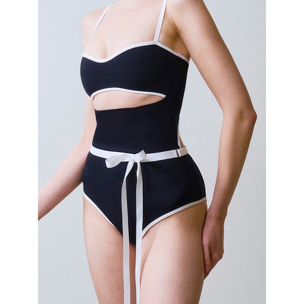 언발 오버 롱리본 허리스트랩 (White)