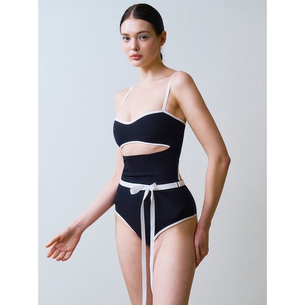 언발 오버 롱리본 허리스트랩 (White)