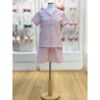 엘르 [파주점] 여성 플레인스트라이프반팔 파자마세트 EDWPJ141PE