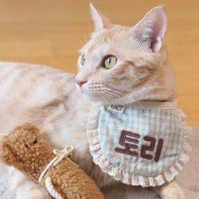 개달당 이름자수 체크 강아지 고양이 턱받이 4colors