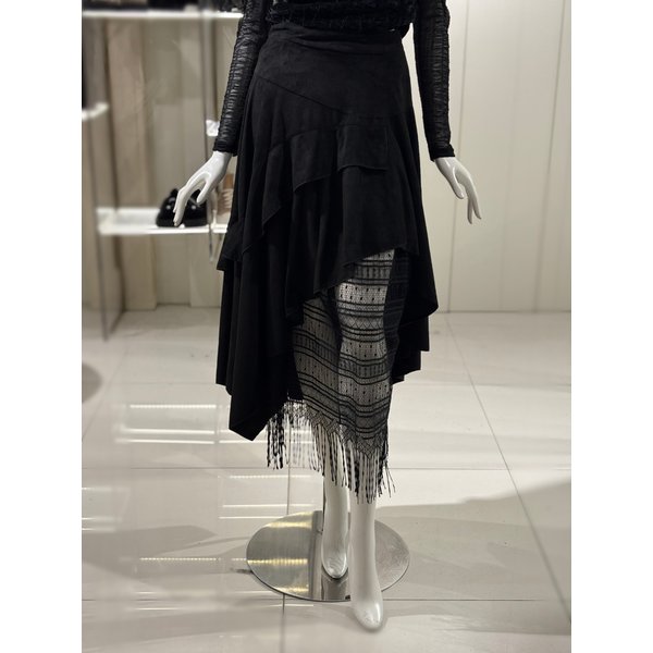 [파주점] 레이스배색 인조 스웨이드스커트(ER4BX015)