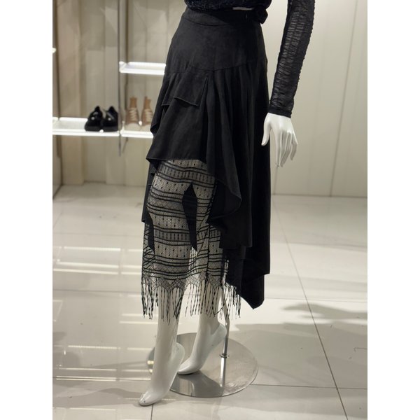 [파주점] 레이스배색 인조 스웨이드스커트(ER4BX015)