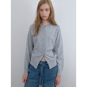 카셀 ESSENTIAL WOOL ROUND CARDIGAN, MELANGE GRAY