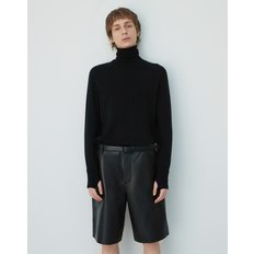 Italian nappa Lambskin Bermuda Pants_Black