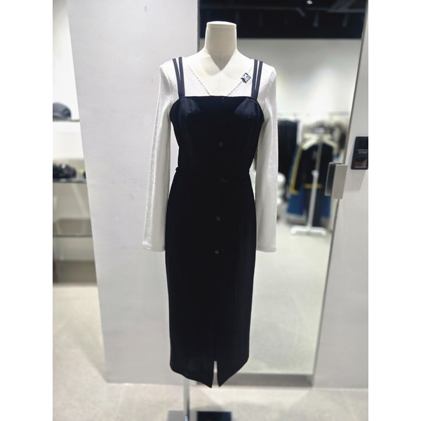 [여주점] 레터링 자수 포인트 등판 트임 롱 원피스 EQ4WO961