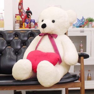텐바이텐 아이보리 130cm 대형 큰 곰인형+하트쿠션