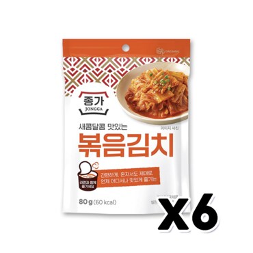  종가집 새콤달콤 맛있는 볶음김치 80g x 6개