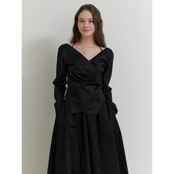 Twine wrap blouse (black)