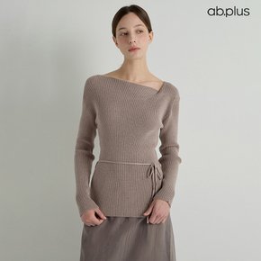 [ab.plus] 보트넥 셔링 골지 벨티드 니트 (LSA3MW36A)