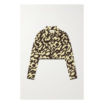 나누슈카 아다 크롭 프린트 스트레치  니트 가디건 브라운 1647597284435484