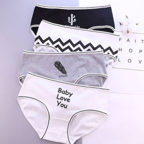 여자 패턴로그 면팬티 삼각 학생 요일 팬티