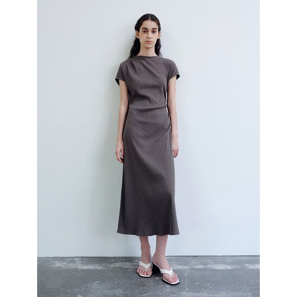 TIR ASYMMETRIC RIBBED COTTON DRESS_2COLORS