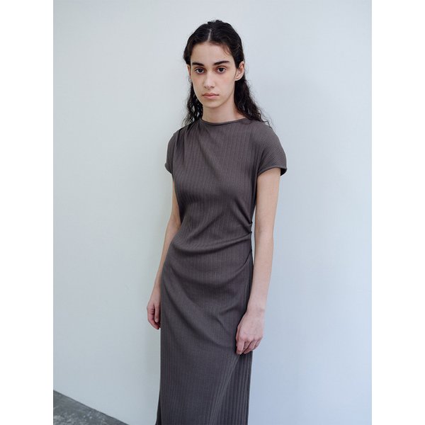 TIR ASYMMETRIC RIBBED COTTON DRESS_2COLORS