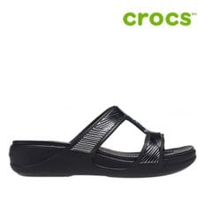 [세일] 크록스 여성 샌들 /47- 207144-001 / Womens Crocs Monterey Metallic Slip-On Wedge B