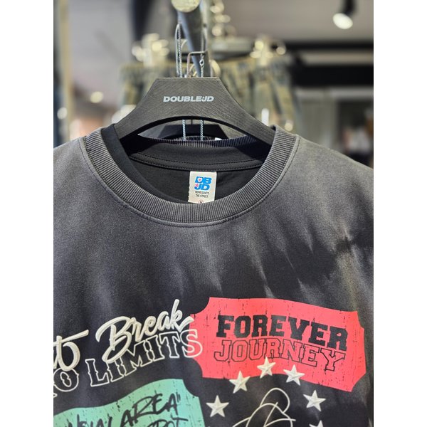 [시흥점] 포에버 사선 워싱 오버핏 맨투맨(남여공용)/JGZZ22919BK