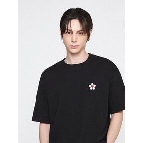 [UNISEX]스몰 플라워 하트 반팔티_블랙