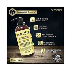 [헤외직구] PURA DOR Biotin Gold Label Shampoo 샴푸 컨디셔너 세트 473ml