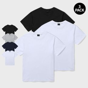 30수 무지 반팔 티셔츠 이너 흰티 희색 면티 검정 레이어드 티셔츠 헤비 무지티 3팩_P390913419
