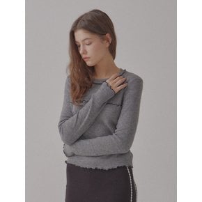 VERA LAYERED ROUND KNIT TOP - GREY