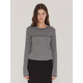 VERA LAYERED ROUND KNIT TOP - GREY