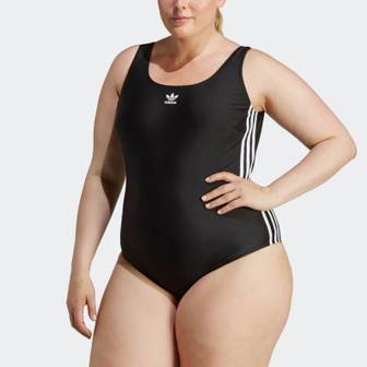 아디다스 4845171 Womens adidas Adicolor 3-Stripes Swimsuit (Plus Size)