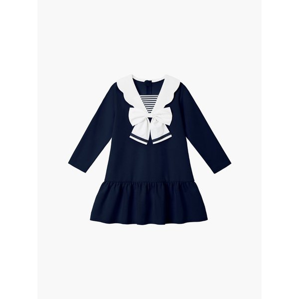 소피아 스칼럽 카라 원피스(Navy)