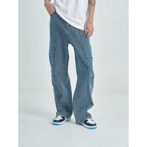 Tuck Wide Denim Pants (Indigo Blue)