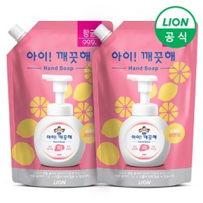 아이깨끗해 핸드워시 리프레쉬 레몬향 600ml 대용량 리필 2개(파우치형)