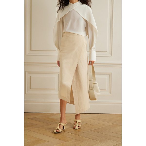 페타르 페트로브 Rael Cotton And Silk-blend Wrap Skirt 베이지 25185454456555587