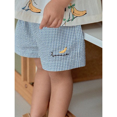 마이리틀스타 바나나 체크 팬츠_블루