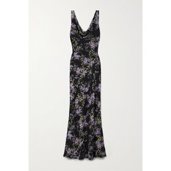 노르마카말리 노마카말리 드레이프 플로럴 프린트 조젯 가운 블랙 1647597316104992