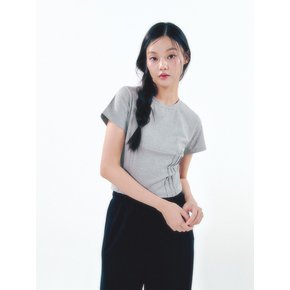 Heart Logo Shirring Detail Top Gray