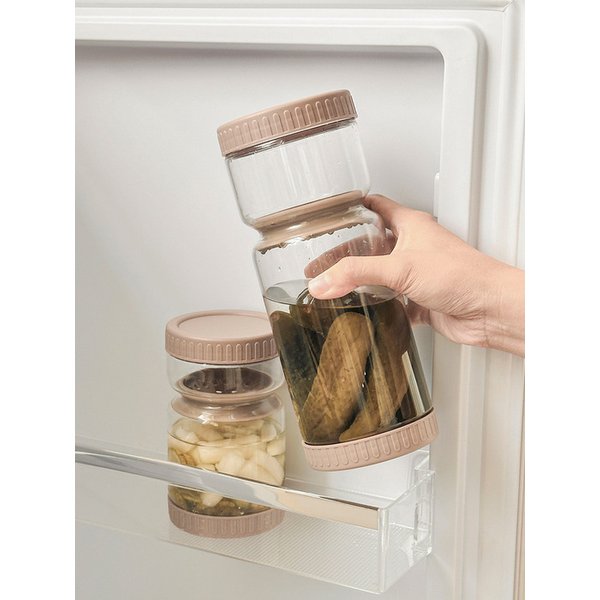 담아락 유리 피클병 장아찌통 물빠지는 밀폐 보관용기 반찬통 소+대 세트