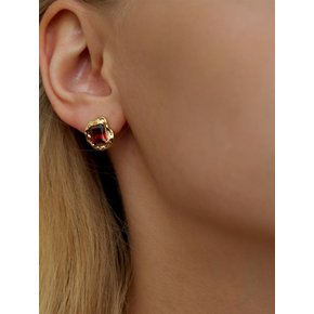 Midnight Red Cubic Wave Earring (2color)