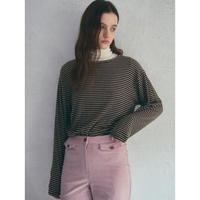 Merino Wool Stripe T-shirt_Brown(O25-TP24)
