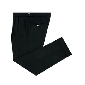 Wool Flannel two tuck pants (Black)