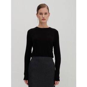 울 소프트 라운드넥 티셔츠 블랙 LF26005TS04BK