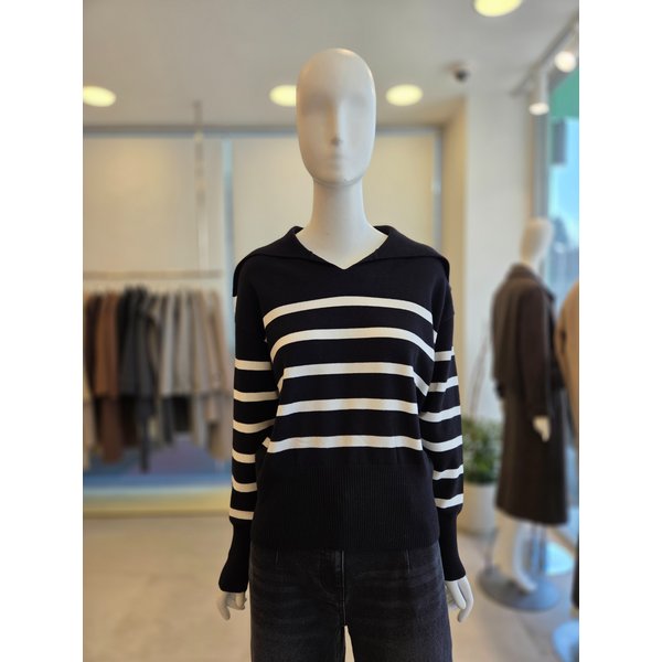 [여주점] [더 아이잗] 여성 스트라이프 세일러 칼라 풀오버 니트 (IRAM1PO801)
