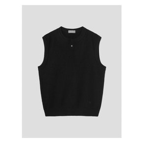 레귤러 핏 울 혼방 넥 변형 - 베스트 - 블랙 (RY4751P015)