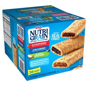 [해외직구]켈로그 뉴트리 딸기 애플시나몬 믹스베리 37g 36입/ Kelloggs Nutri Grain 46.8oz