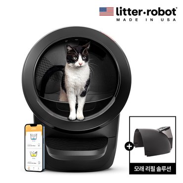 리터로봇 [Hopper Package] 리터로봇 4 고양이 자동 화장실(블랙)+리터호퍼 모래 자동 리필 솔루션