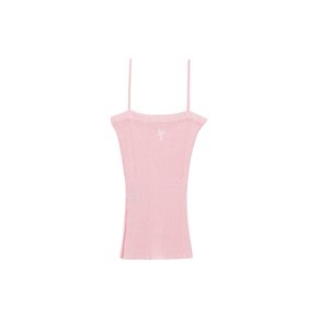 Ribbed Slit Strap Top_milky pink