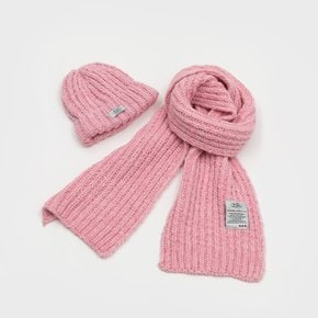 HALFNA MUFFLER BEANIE SET PINK