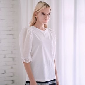 SEE-THROUGH PUFF SLEEVE T-SHIRTS_WHITE