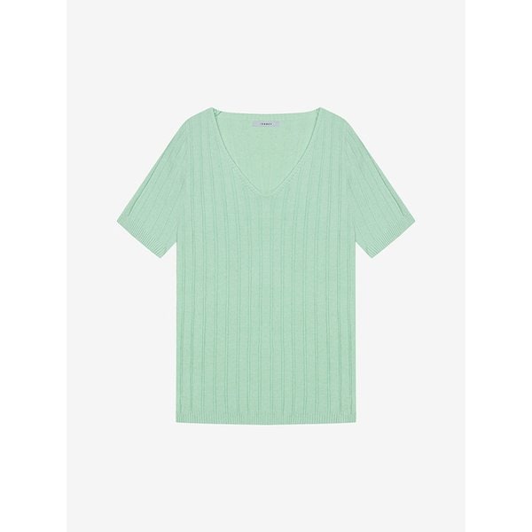 골지 브이넥 반팔 니트 풀오버 (VKUCG2970)