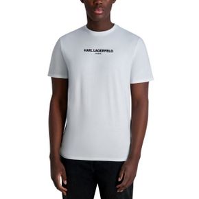 칼라거펠트 맨즈 숏 슬리브 Crewneck 로고 티셔츠 - 화이트 20673953 1336355