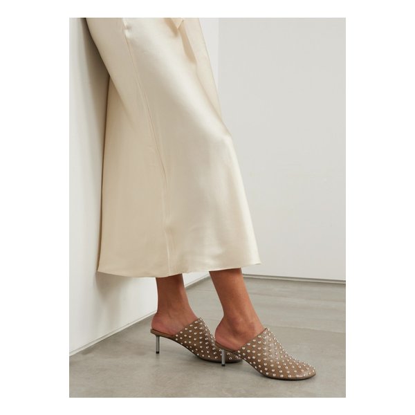 스터드 가죽 뮬 탠 브라운 1647597353229437