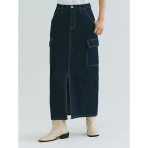 ONE WSHD CARGO LONG SKIRT [INDIGO BLUE]