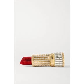 Lipstick Seductress Crystal-embellished Gold-tone Clutch 레드