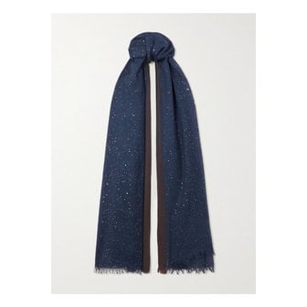 부르넬로쿠치넬리 브루넬로쿠치넬리 시퀸 캐시미어 실크 혼방 스카프 네이비 46376663162900474
